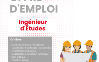 Visuel présentant une offre d'emploi pour un poste d'ingénieur d'études chez Menard France à l'agence Ile-de-France basée à Orsay.