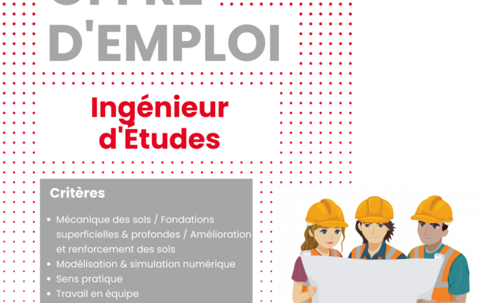 Visuel présentant une offre d'emploi pour un poste d'ingénieur d'études chez Menard France à l'agence Ile-de-France basée à Orsay.